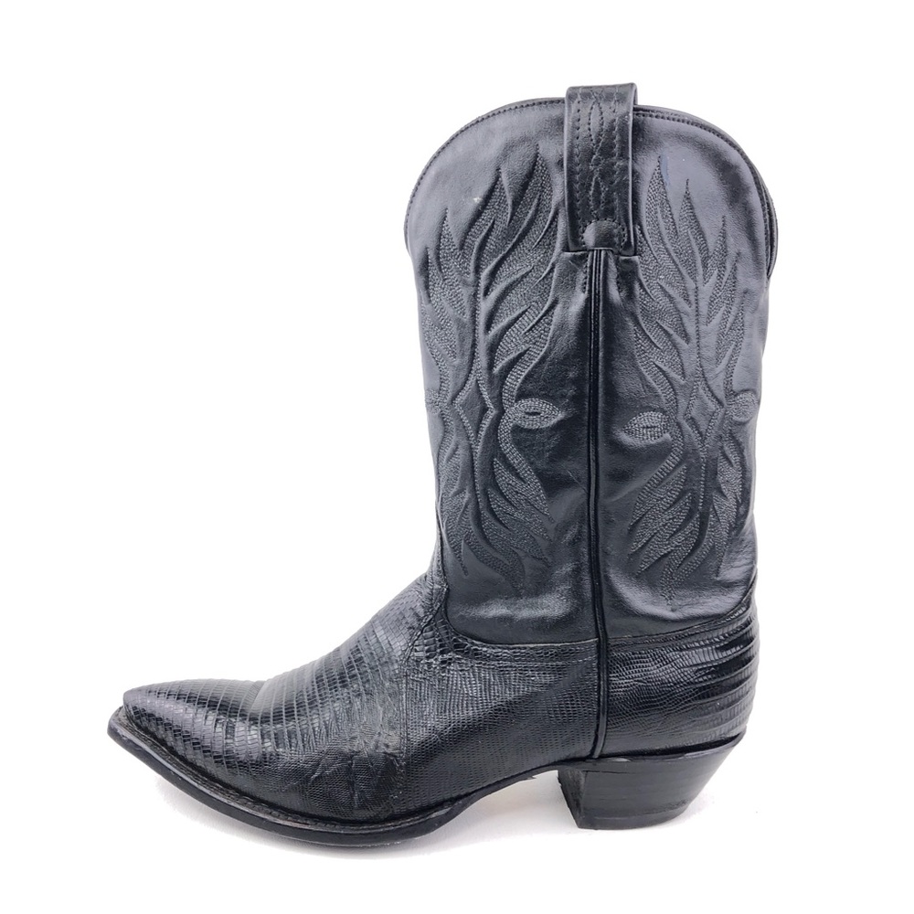Tony Lama Black Leather Lizard Western Boots Womens 9M